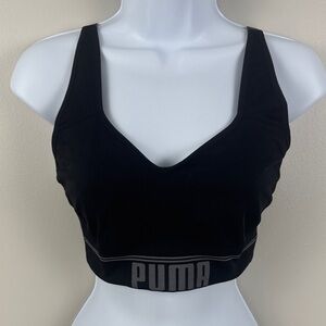 ✨3/$25✨ PUMA Black Sports Bra with Gray Logo - L